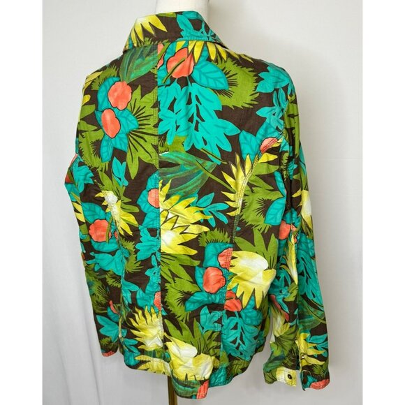 Chicos Tropical Print Women's Jacket Size 3 Vibrant Floral Lightweight - Picture 5 of 5